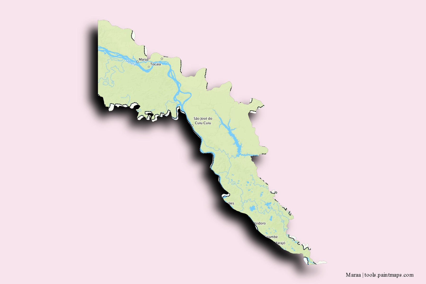 Mapa de barrios y pueblos de Maraa con efecto de sombra 3D