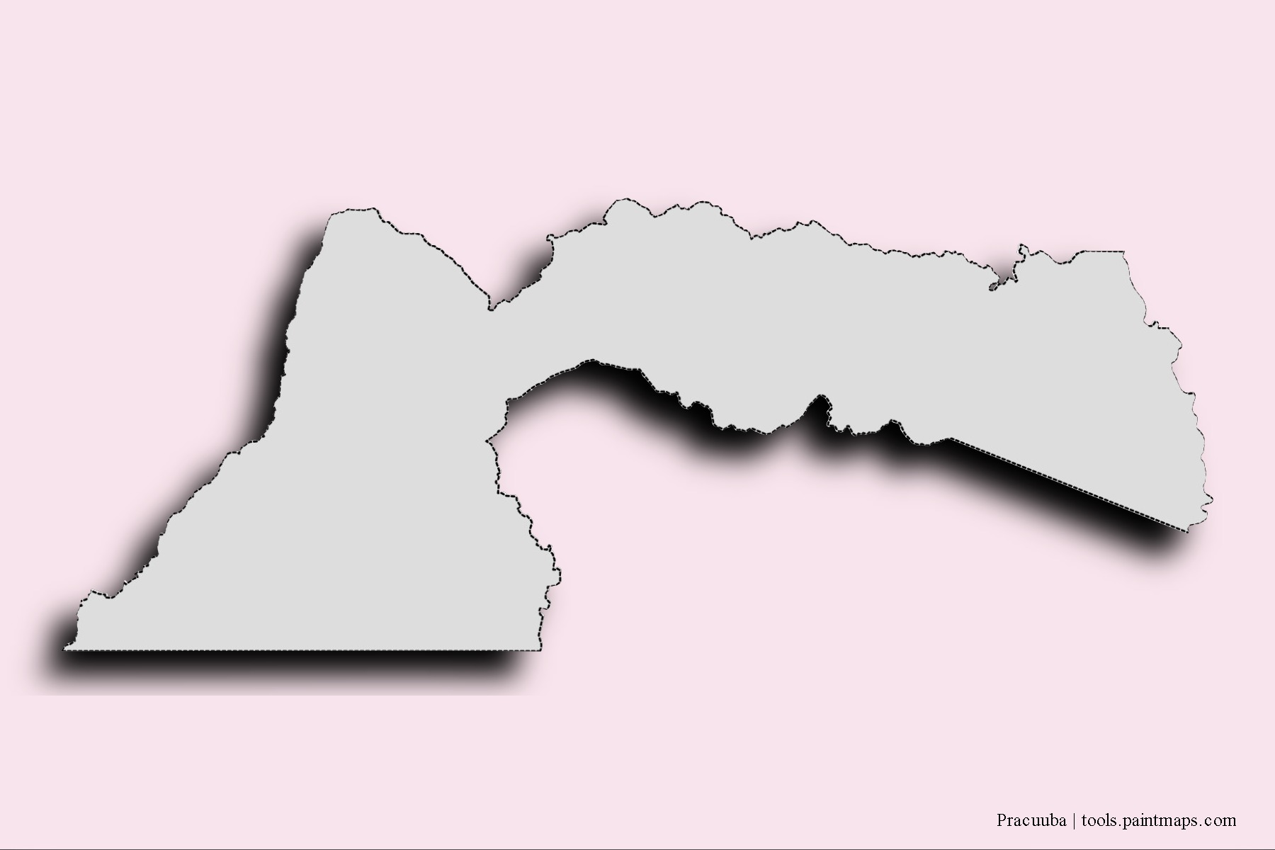 Mapa de barrios y pueblos de Pracuuba con efecto de sombra 3D