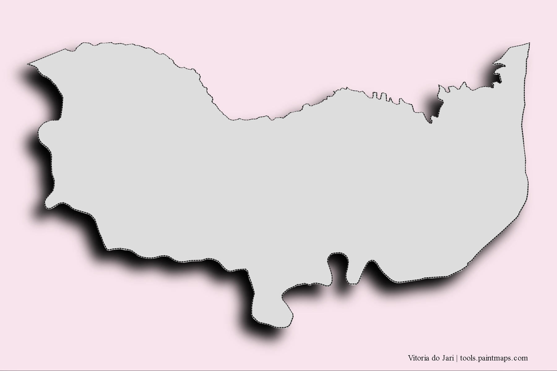 Mapa de barrios y pueblos de Vitoria do Jari con efecto de sombra 3D