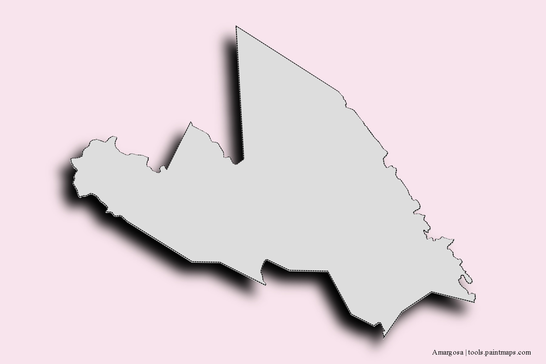 Mapa de barrios y pueblos de Amargosa con efecto de sombra 3D