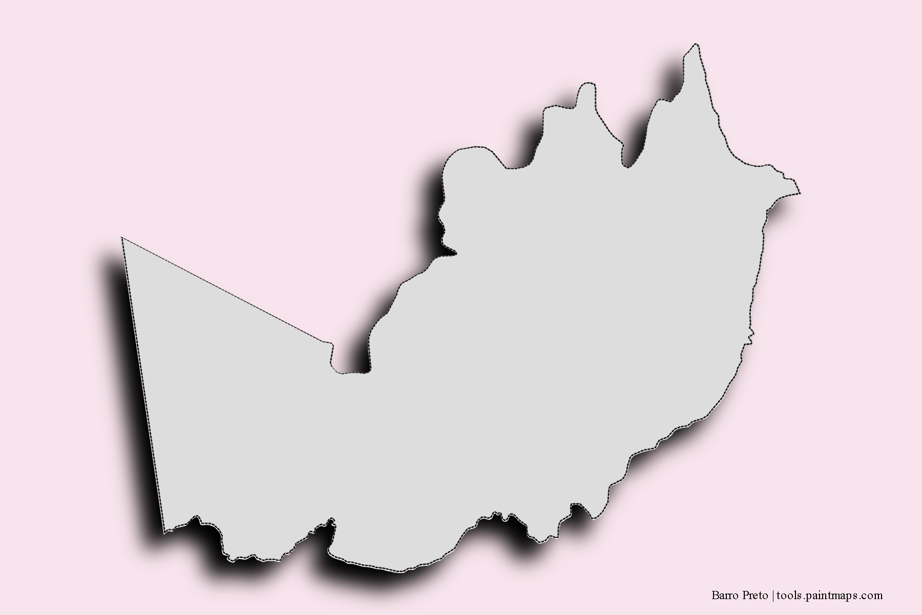Mapa de barrios y pueblos de Barro Preto con efecto de sombra 3D