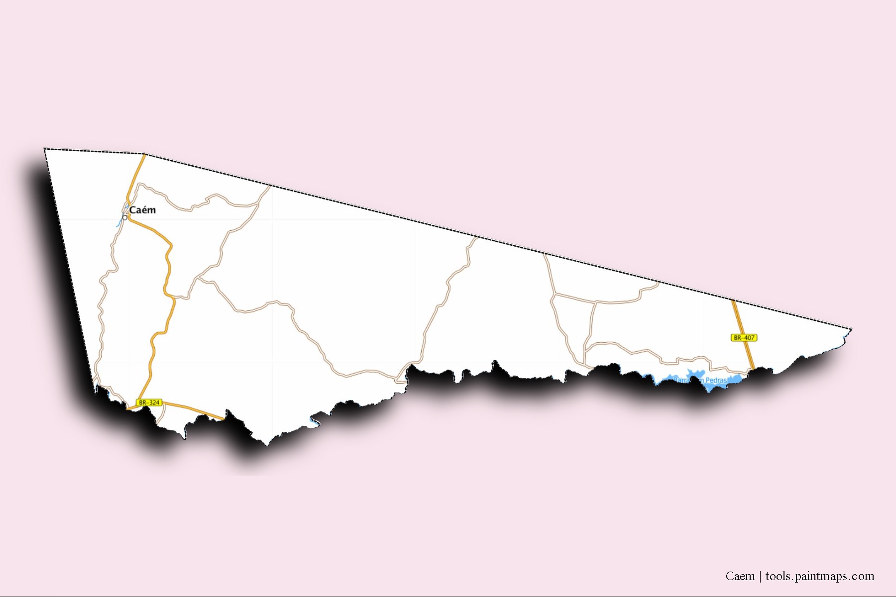 Caem neighborhoods and villages map with 3D shadow effect