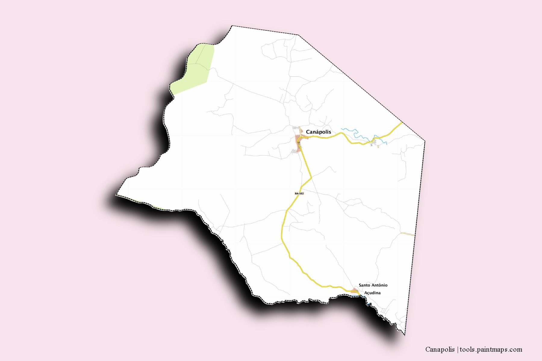 Mapa de barrios y pueblos de Canapolis con efecto de sombra 3D