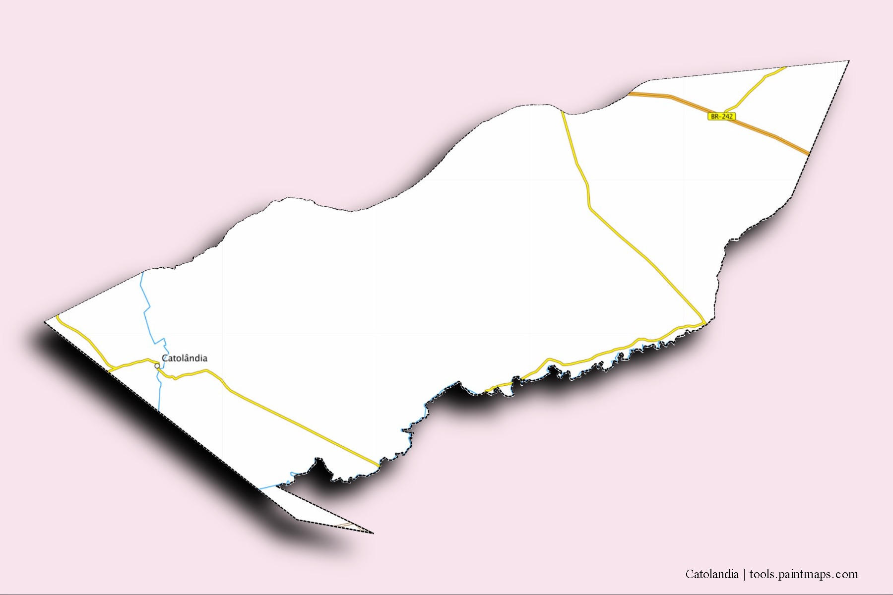 Mapa de barrios y pueblos de Catolandia con efecto de sombra 3D