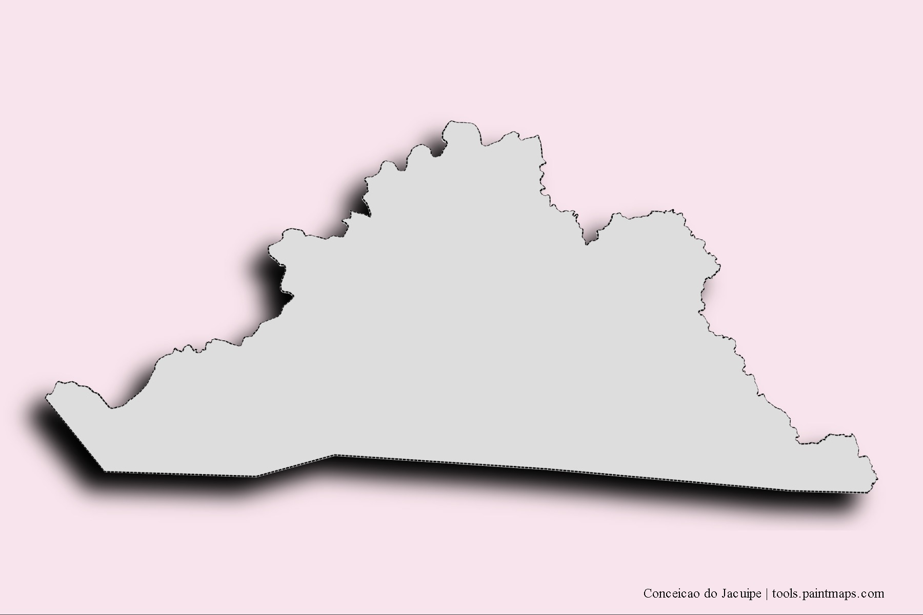 Mapa de barrios y pueblos de Conceicao do Jacuipe con efecto de sombra 3D