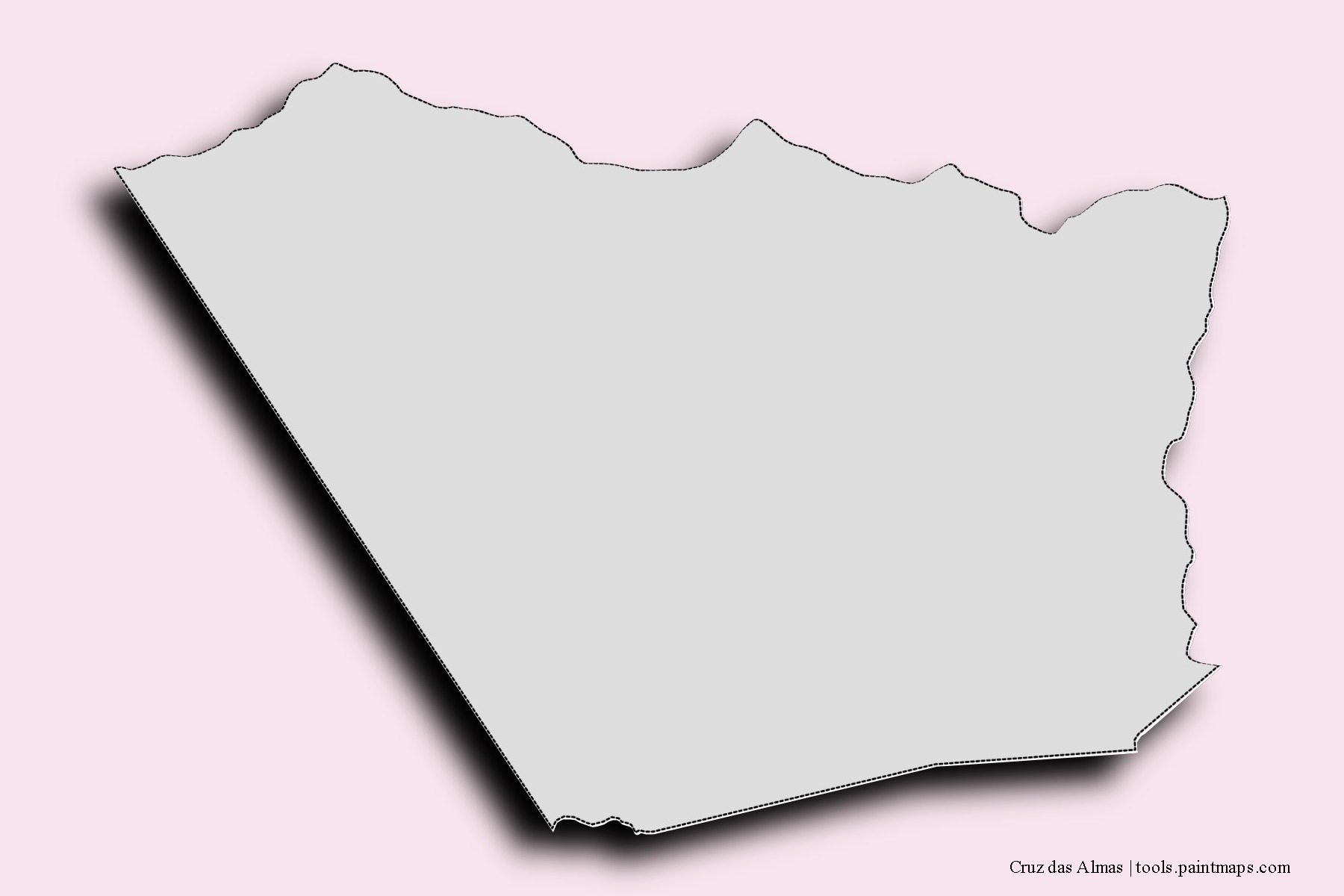 Mapa de barrios y pueblos de Cruz das Almas con efecto de sombra 3D