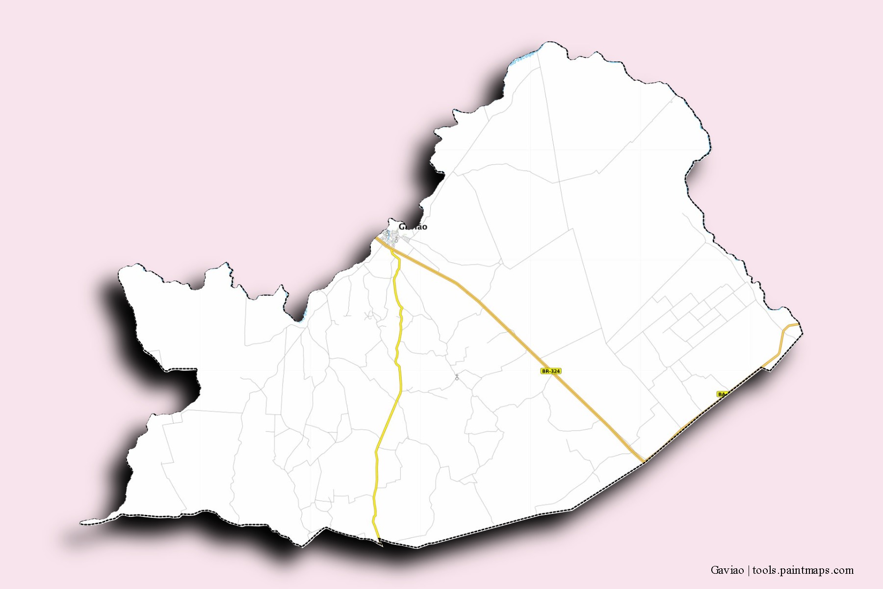 Gaviao neighborhoods and villages map with 3D shadow effect