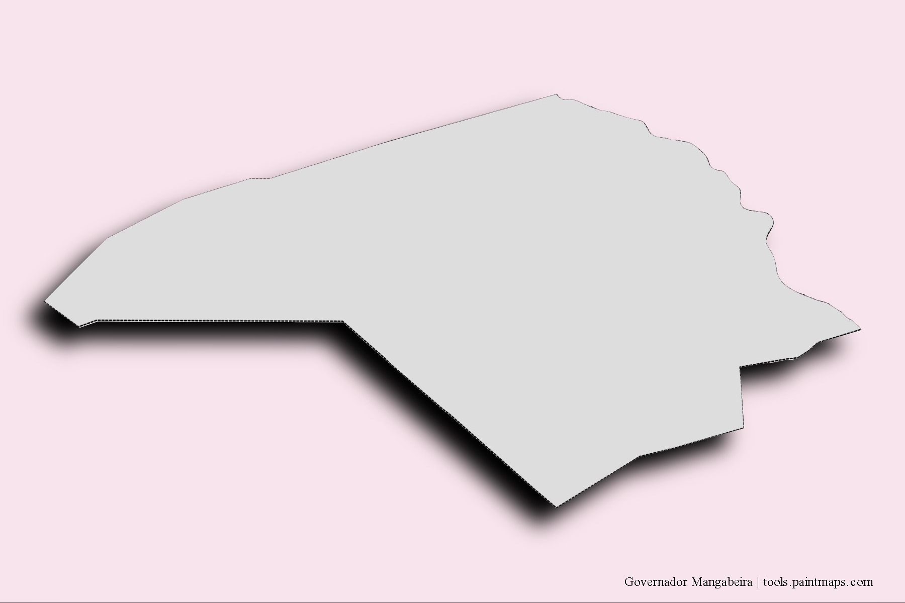 Mapa de barrios y pueblos de Governador Mangabeira con efecto de sombra 3D