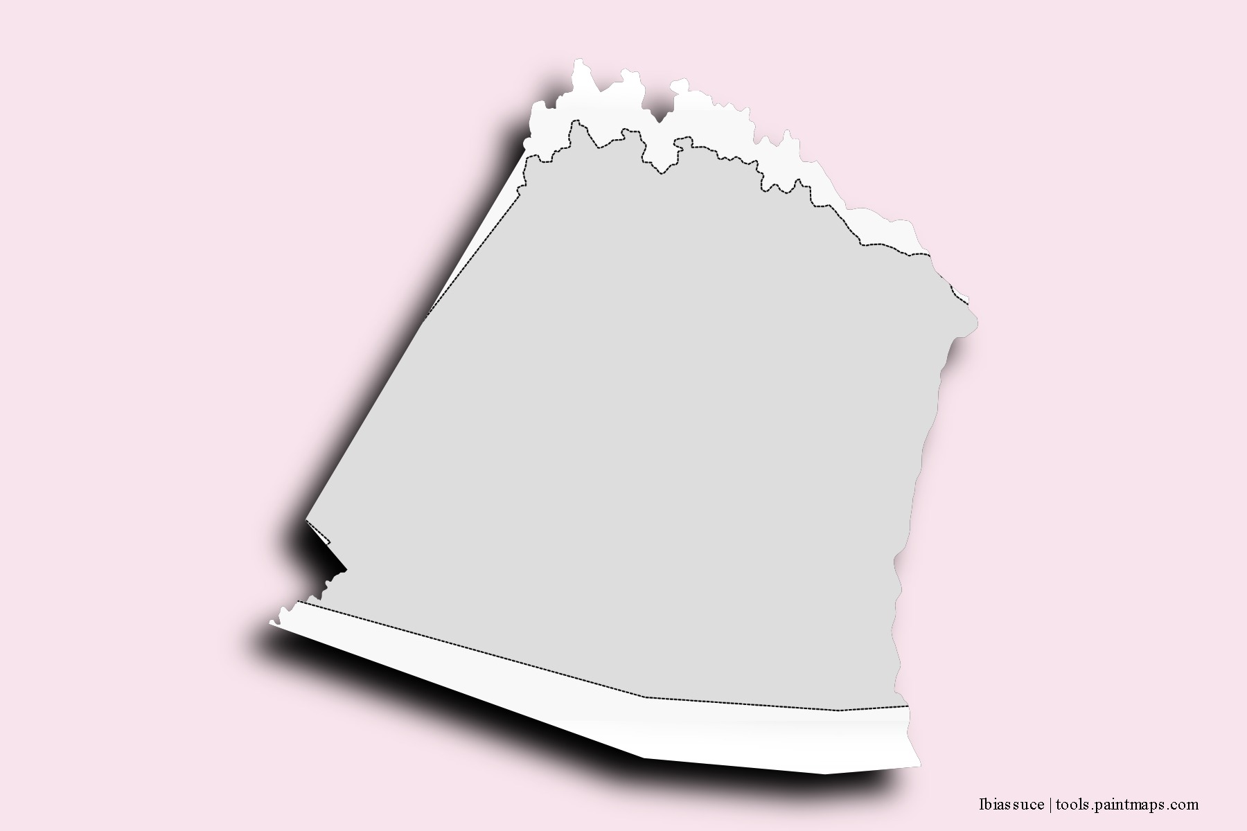 Mapa de barrios y pueblos de Ibiassuce con efecto de sombra 3D