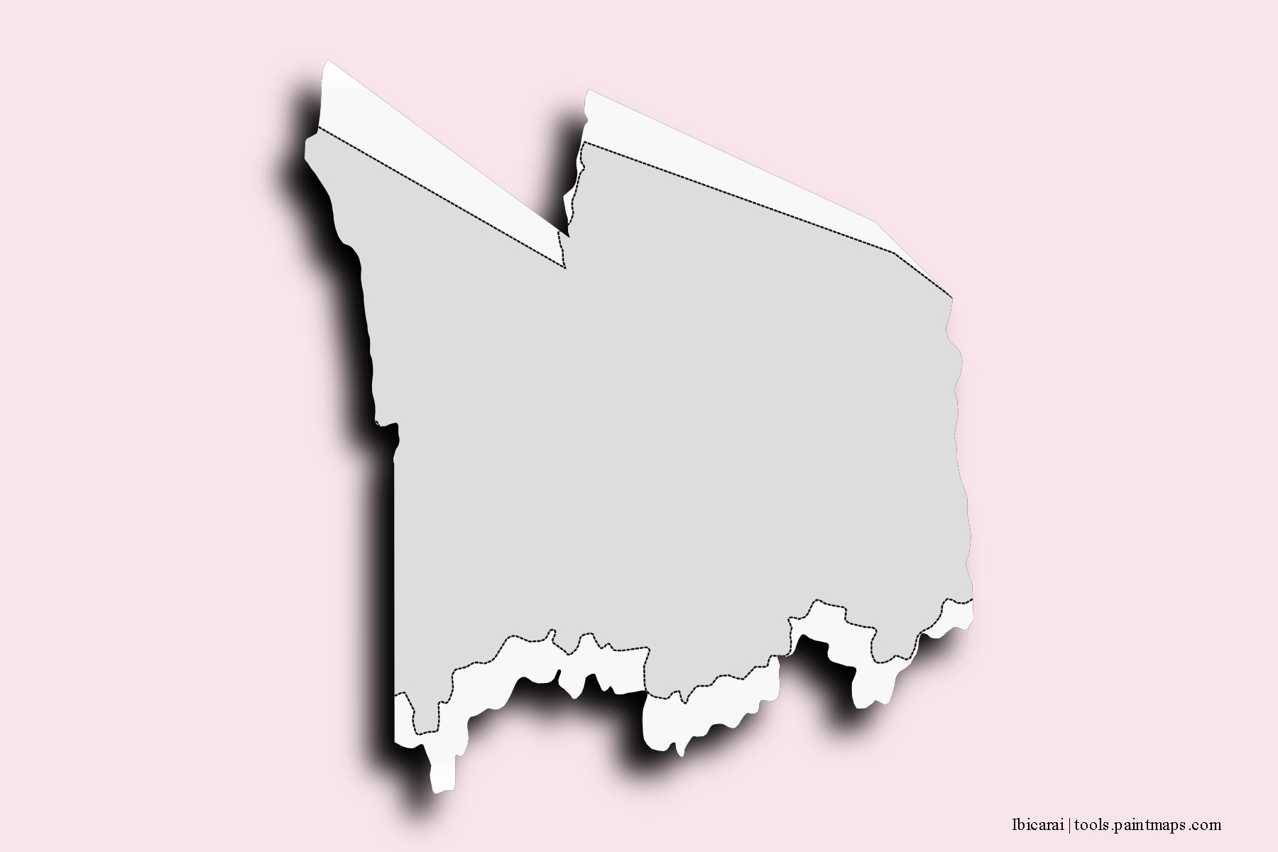 Mapa de barrios y pueblos de Ibicarai con efecto de sombra 3D