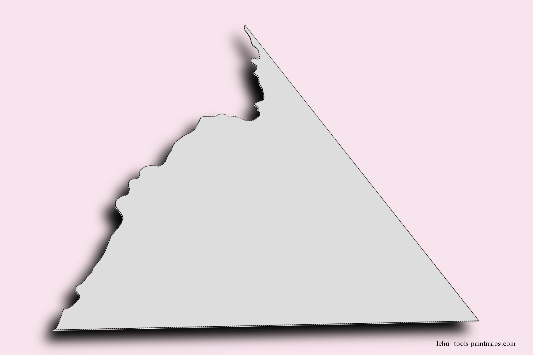 Mapa de barrios y pueblos de Ichu con efecto de sombra 3D