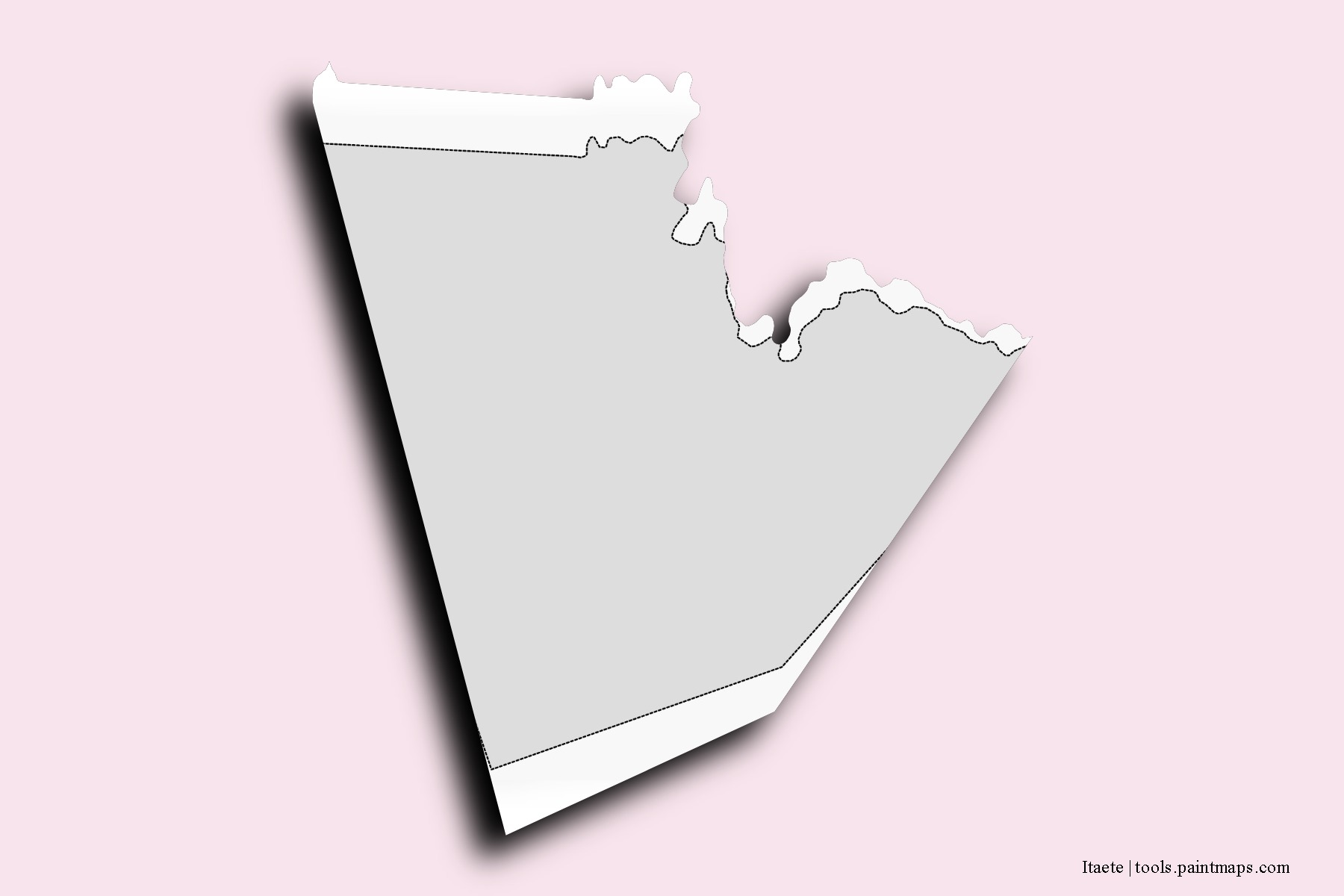 Mapa de barrios y pueblos de Itaete con efecto de sombra 3D