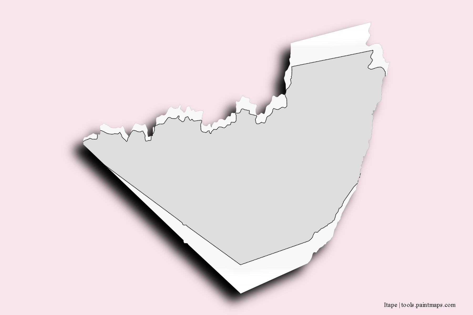 Itape neighborhoods and villages map with 3D shadow effect