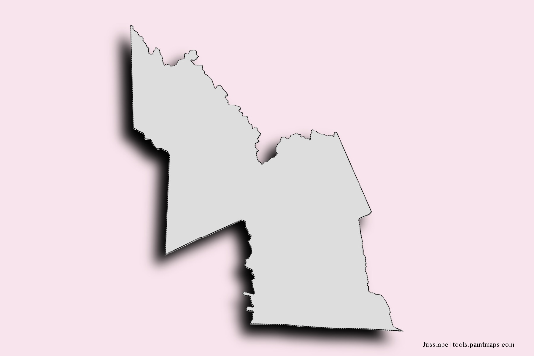 Mapa de barrios y pueblos de Jussiape con efecto de sombra 3D
