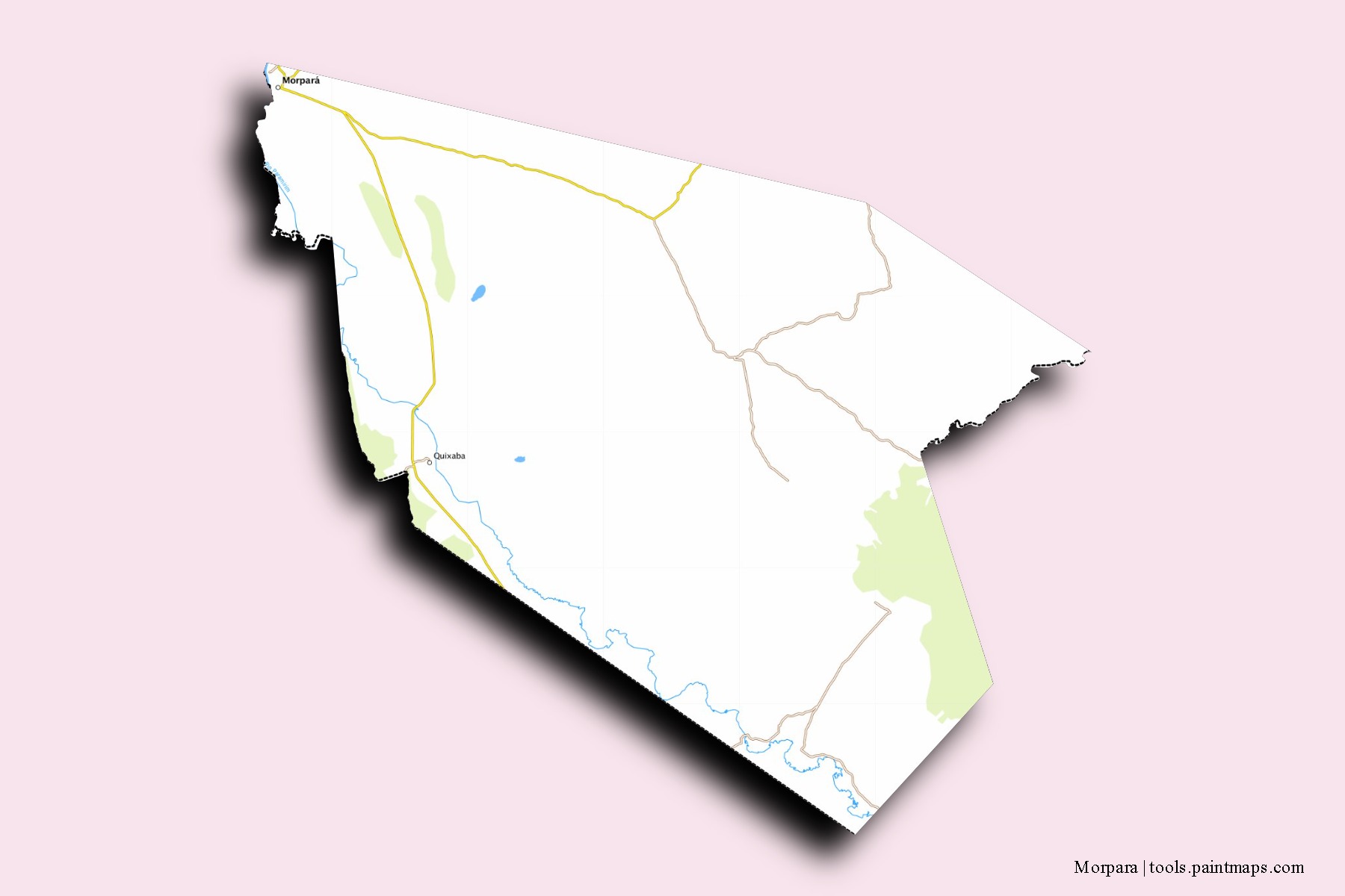 Mapa de barrios y pueblos de Morpara con efecto de sombra 3D