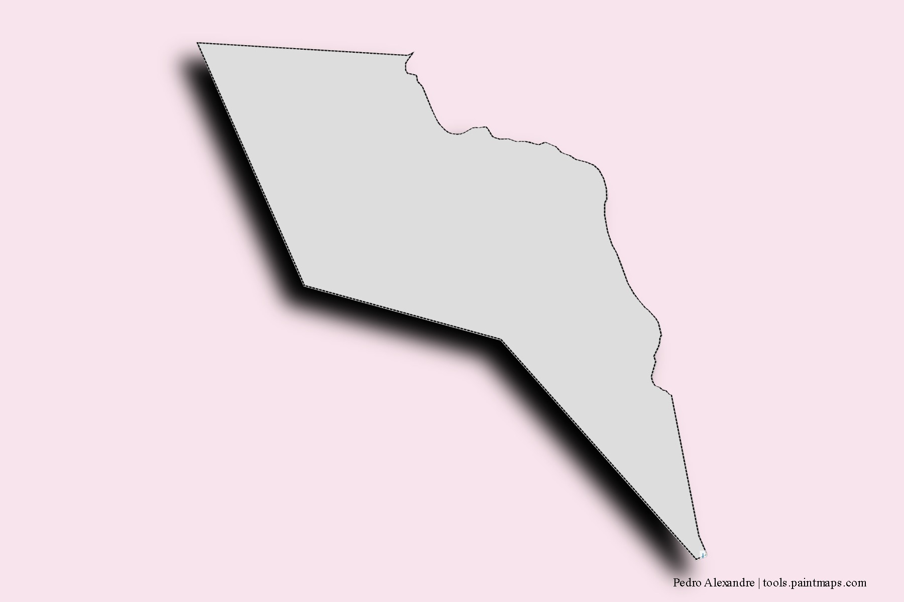 Mapa de barrios y pueblos de Pedro Alexandre con efecto de sombra 3D