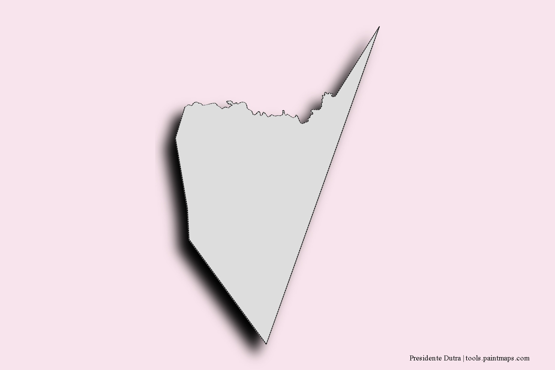 Mapa de barrios y pueblos de Presidente Dutra con efecto de sombra 3D