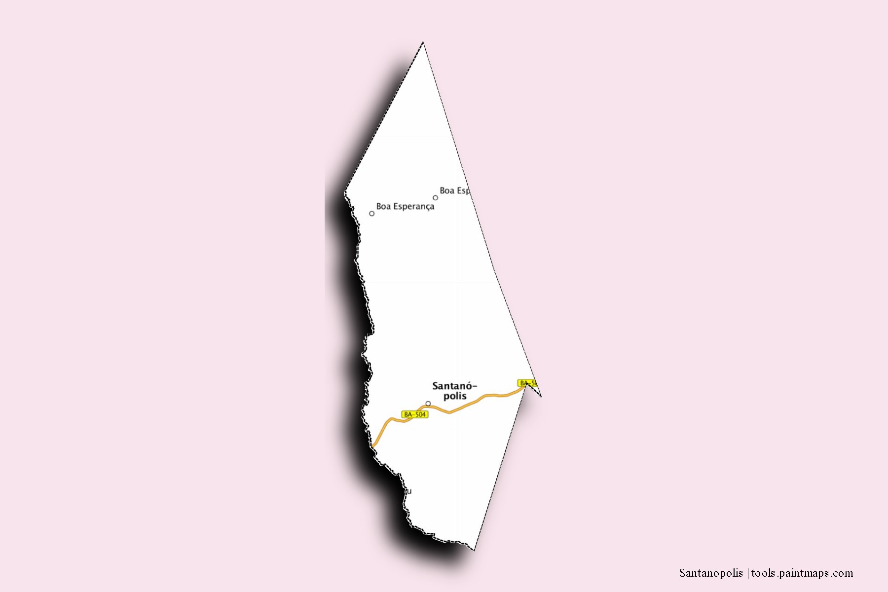 Mapa de barrios y pueblos de Santanopolis con efecto de sombra 3D