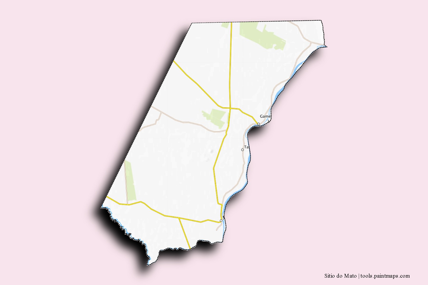 Mapa de barrios y pueblos de Sitio do Mato con efecto de sombra 3D