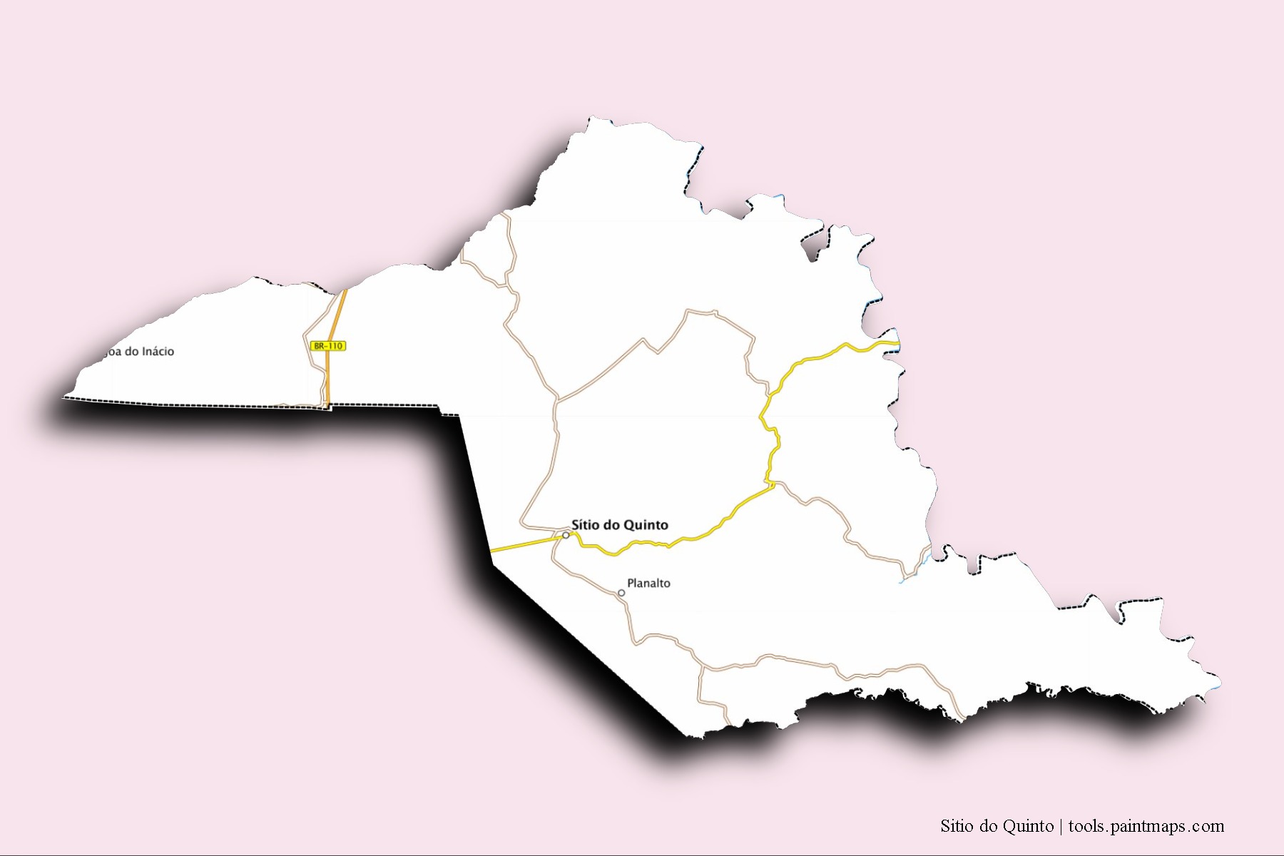 Mapa de barrios y pueblos de Sitio do Quinto con efecto de sombra 3D