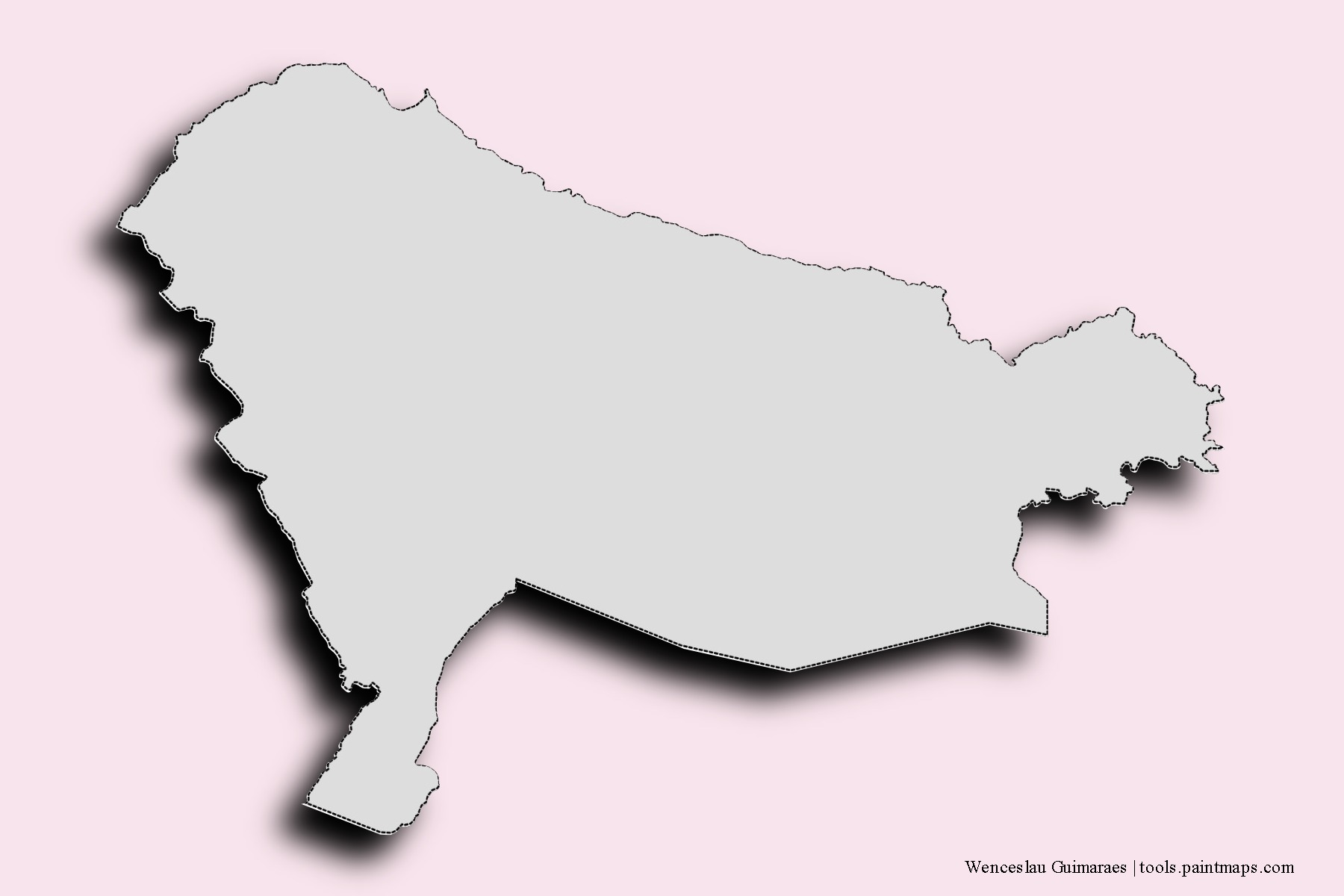 Mapa de barrios y pueblos de Wenceslau Guimaraes con efecto de sombra 3D