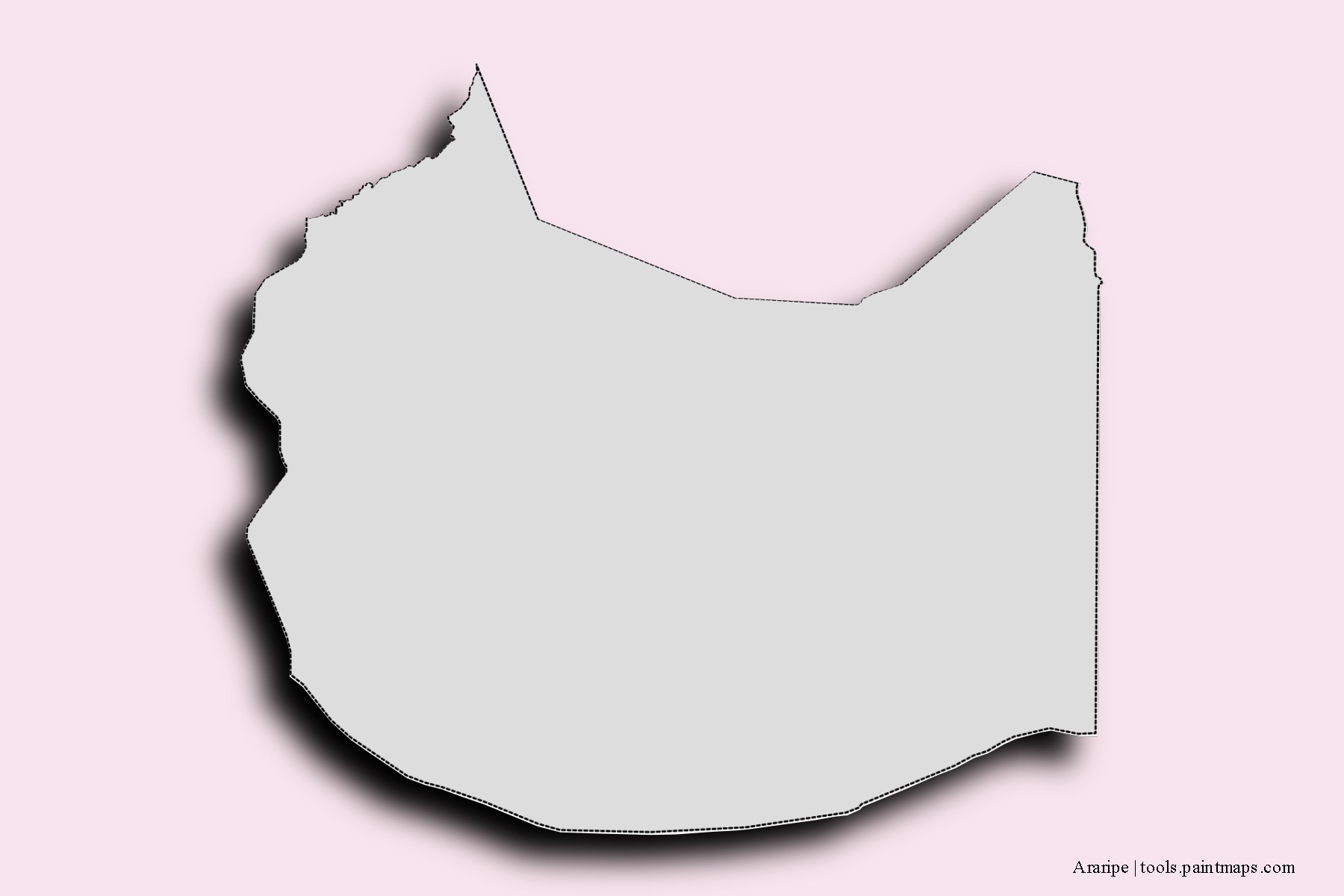 Mapa de barrios y pueblos de Araripe con efecto de sombra 3D