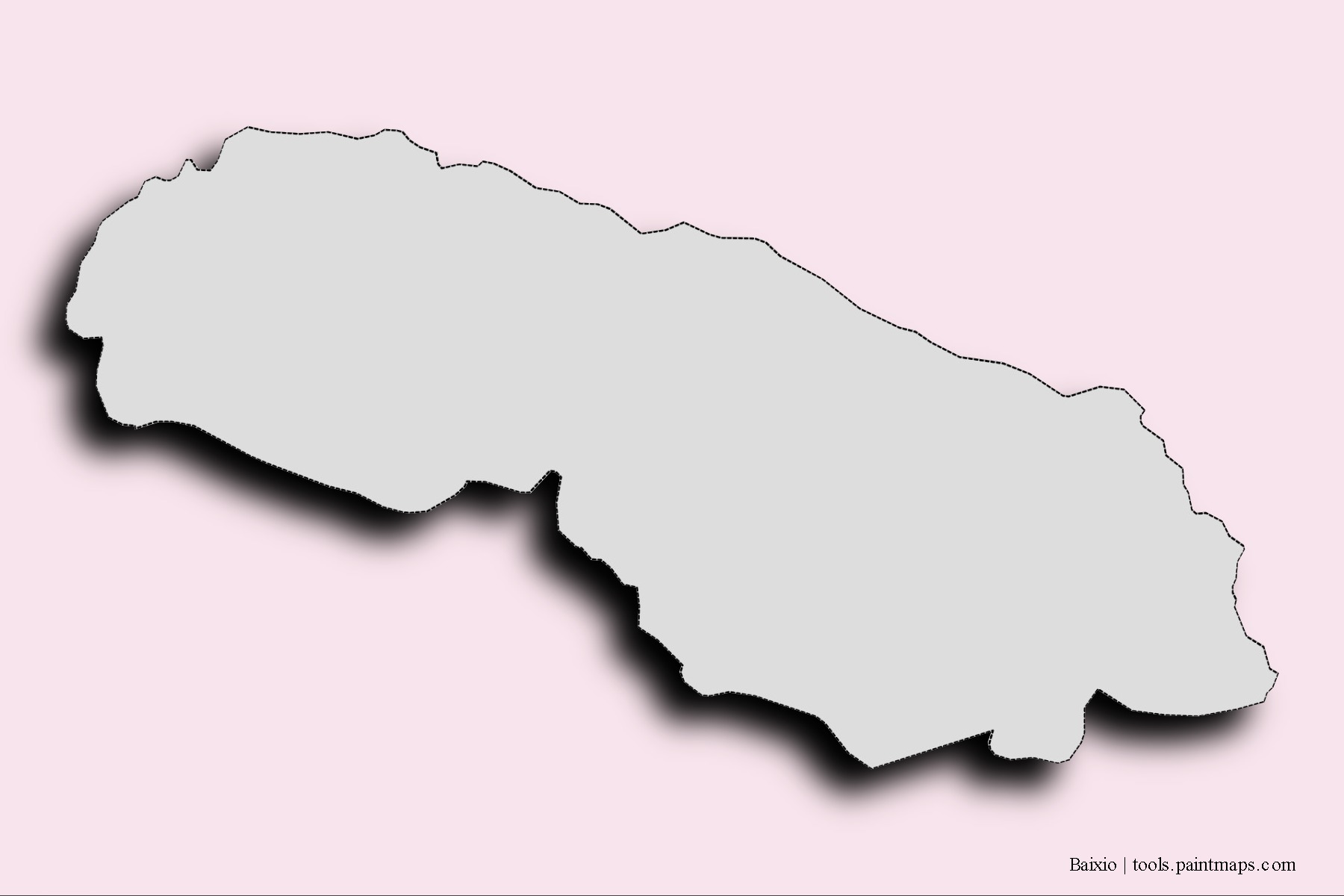 Mapa de barrios y pueblos de Baixio con efecto de sombra 3D