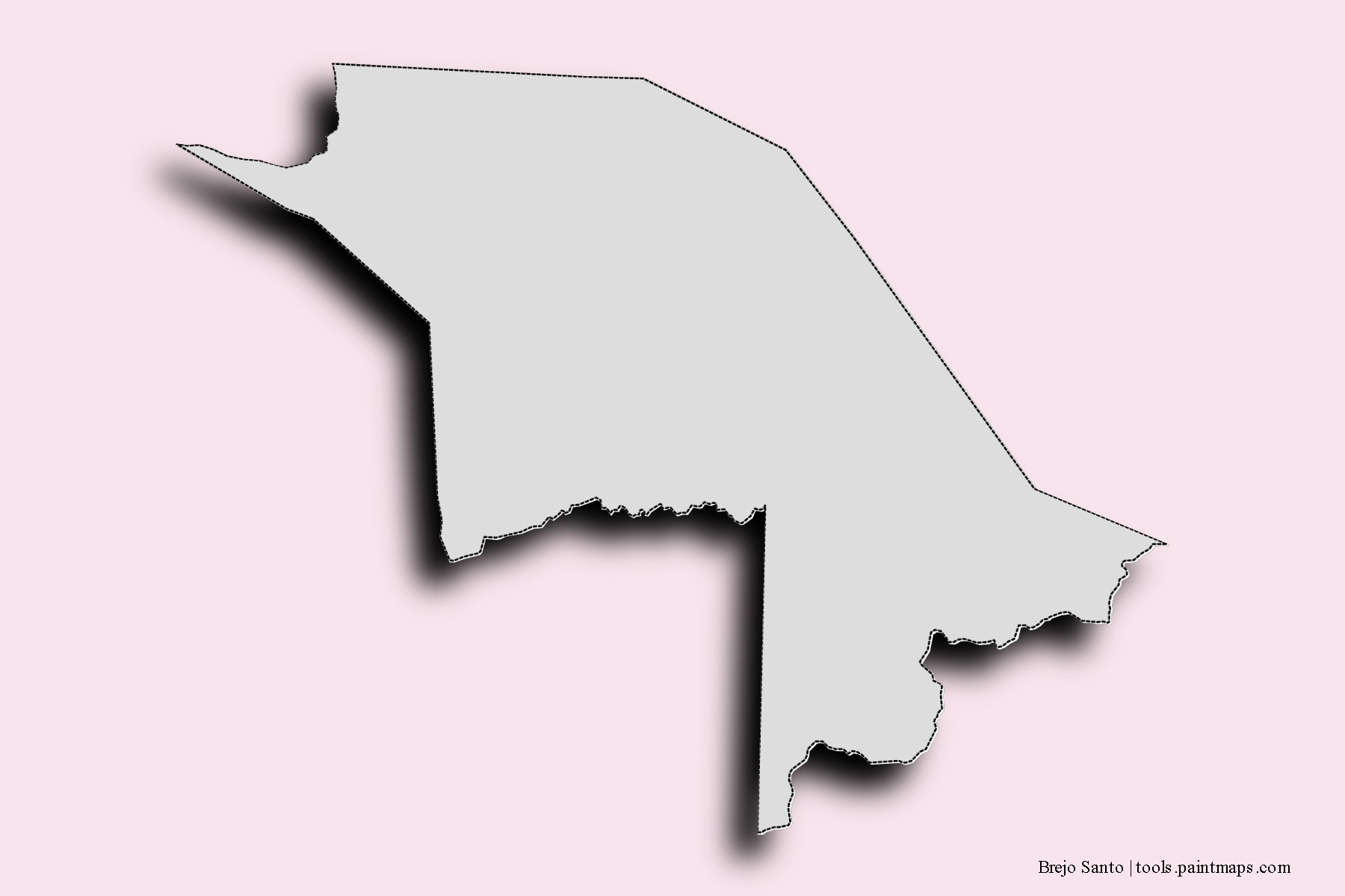 Mapa de barrios y pueblos de Brejo Santo con efecto de sombra 3D
