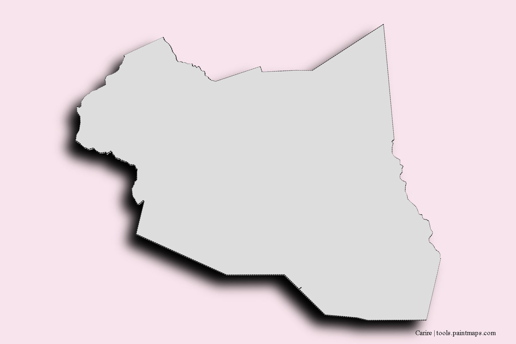 Mapa de barrios y pueblos de Carire con efecto de sombra 3D