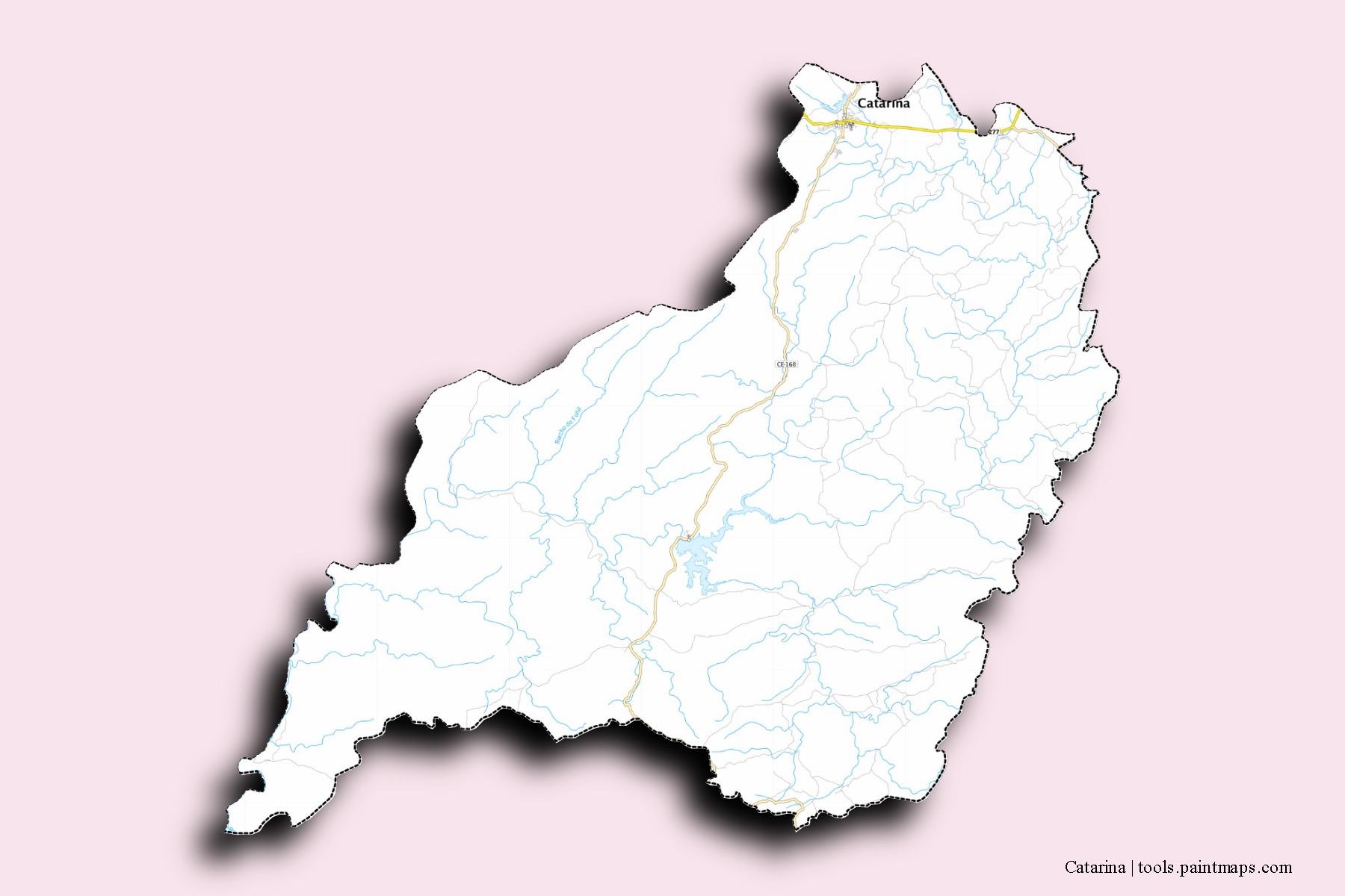 Mapa de barrios y pueblos de Catarina con efecto de sombra 3D