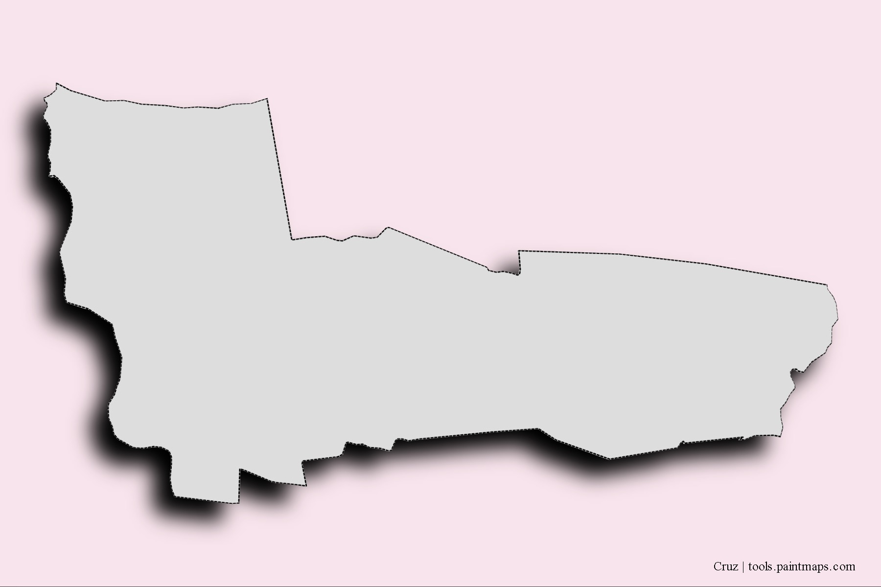 Mapa de barrios y pueblos de Cruz con efecto de sombra 3D