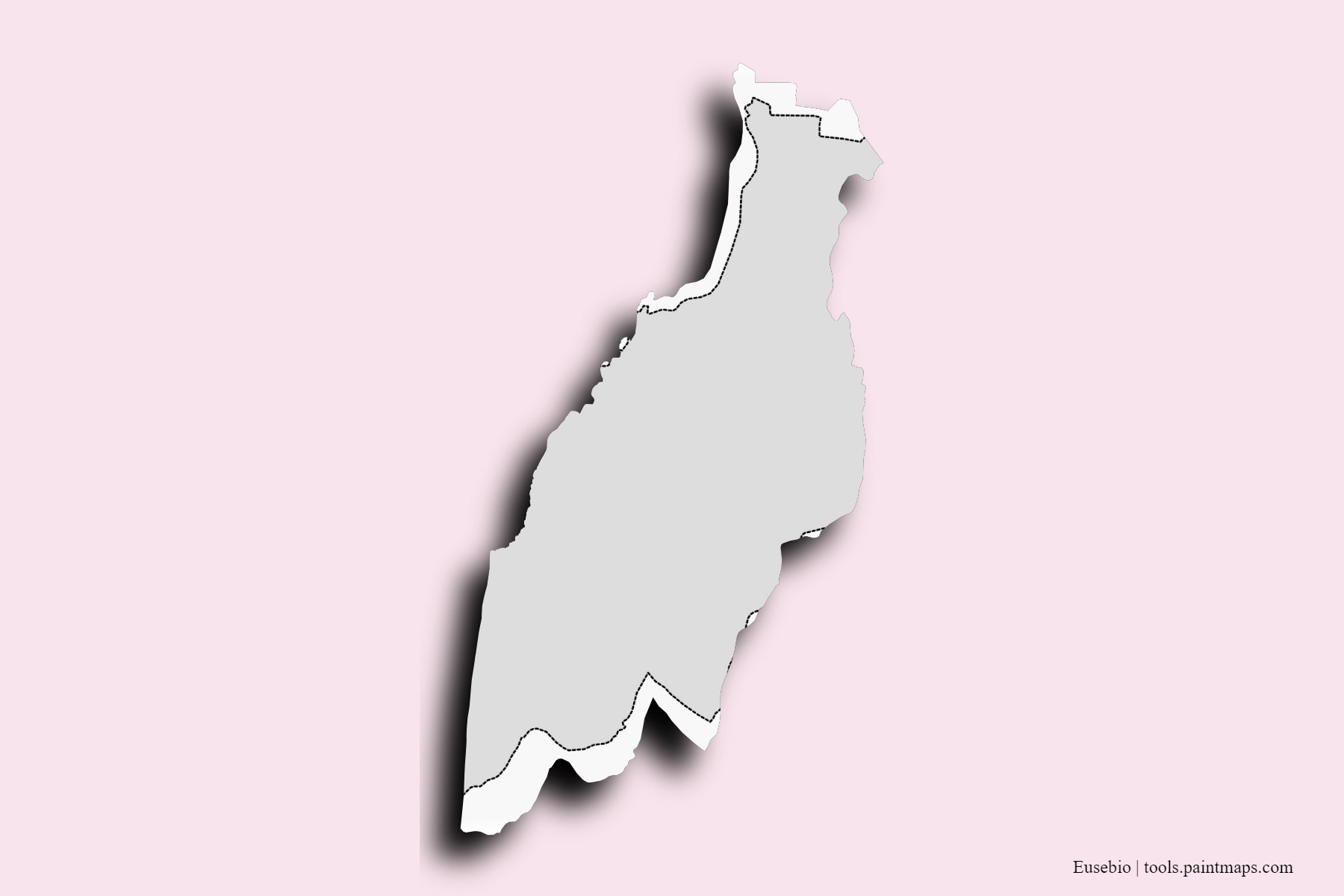 Mapa de barrios y pueblos de Eusebio con efecto de sombra 3D