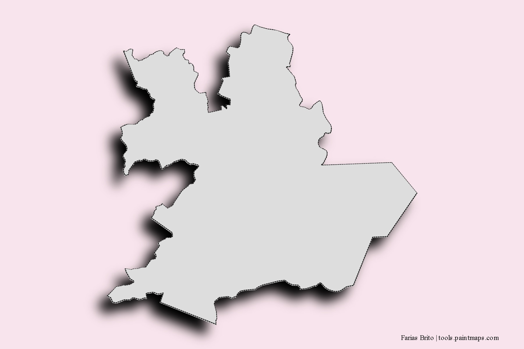 Mapa de barrios y pueblos de Farias Brito con efecto de sombra 3D