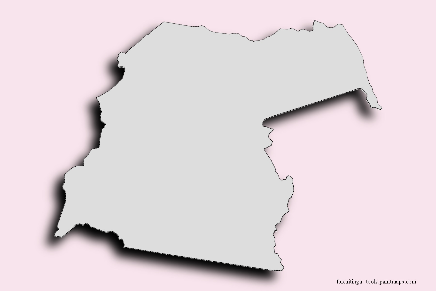 Mapa de barrios y pueblos de Ibicuitinga con efecto de sombra 3D