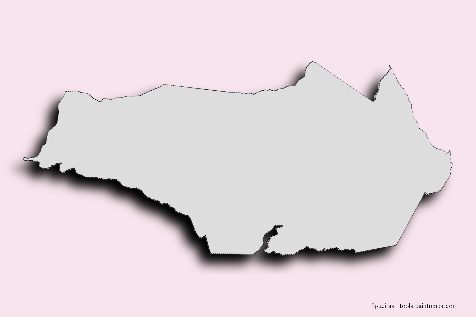 Mapa de barrios y pueblos de Ipueiras con efecto de sombra 3D