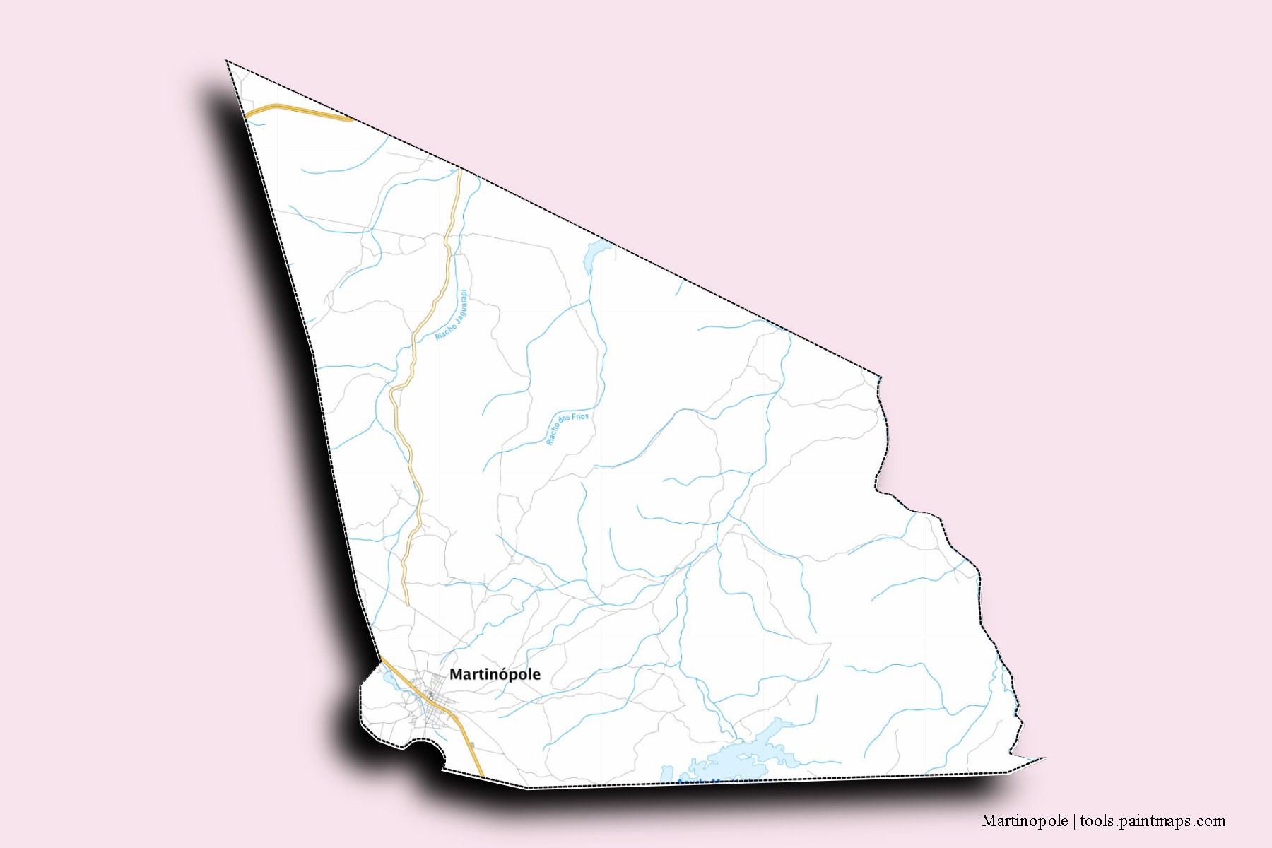 Mapa de barrios y pueblos de Martinopole con efecto de sombra 3D