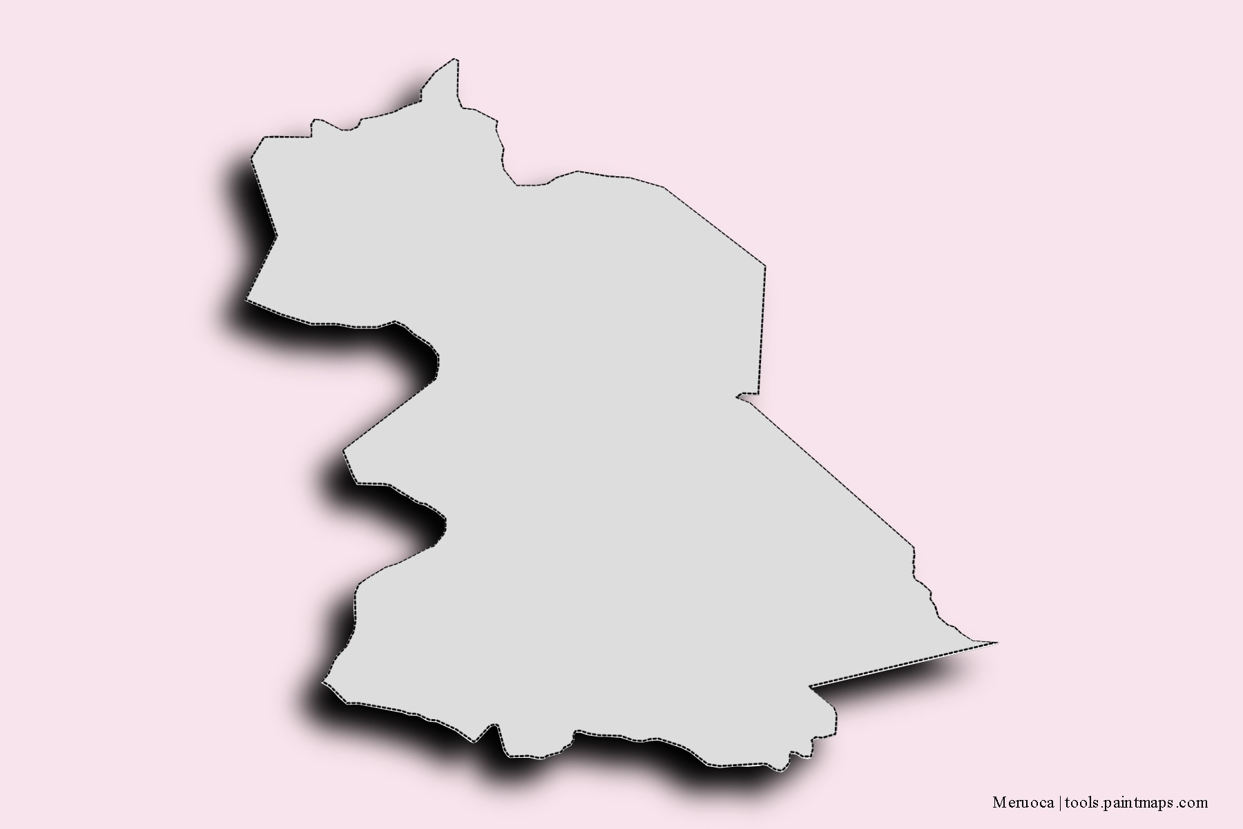 Mapa de barrios y pueblos de Meruoca con efecto de sombra 3D