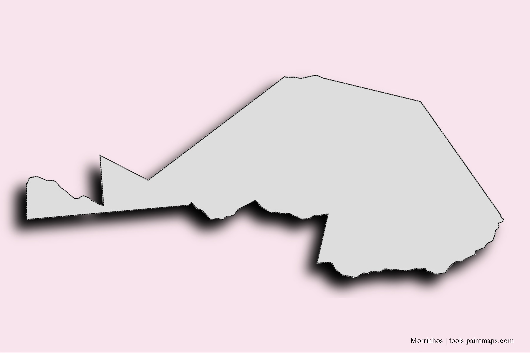 Mapa de barrios y pueblos de Morrinhos con efecto de sombra 3D