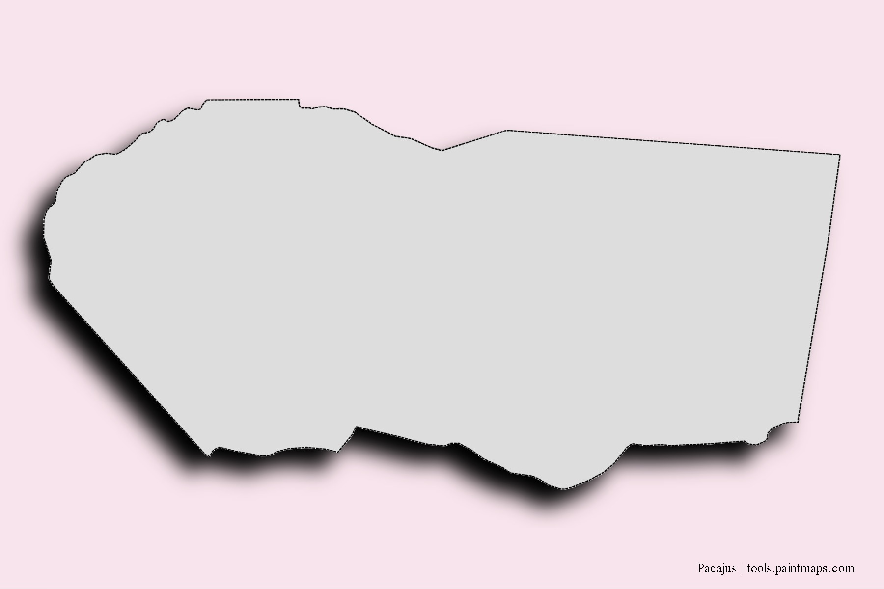 Mapa de barrios y pueblos de Pacajus con efecto de sombra 3D