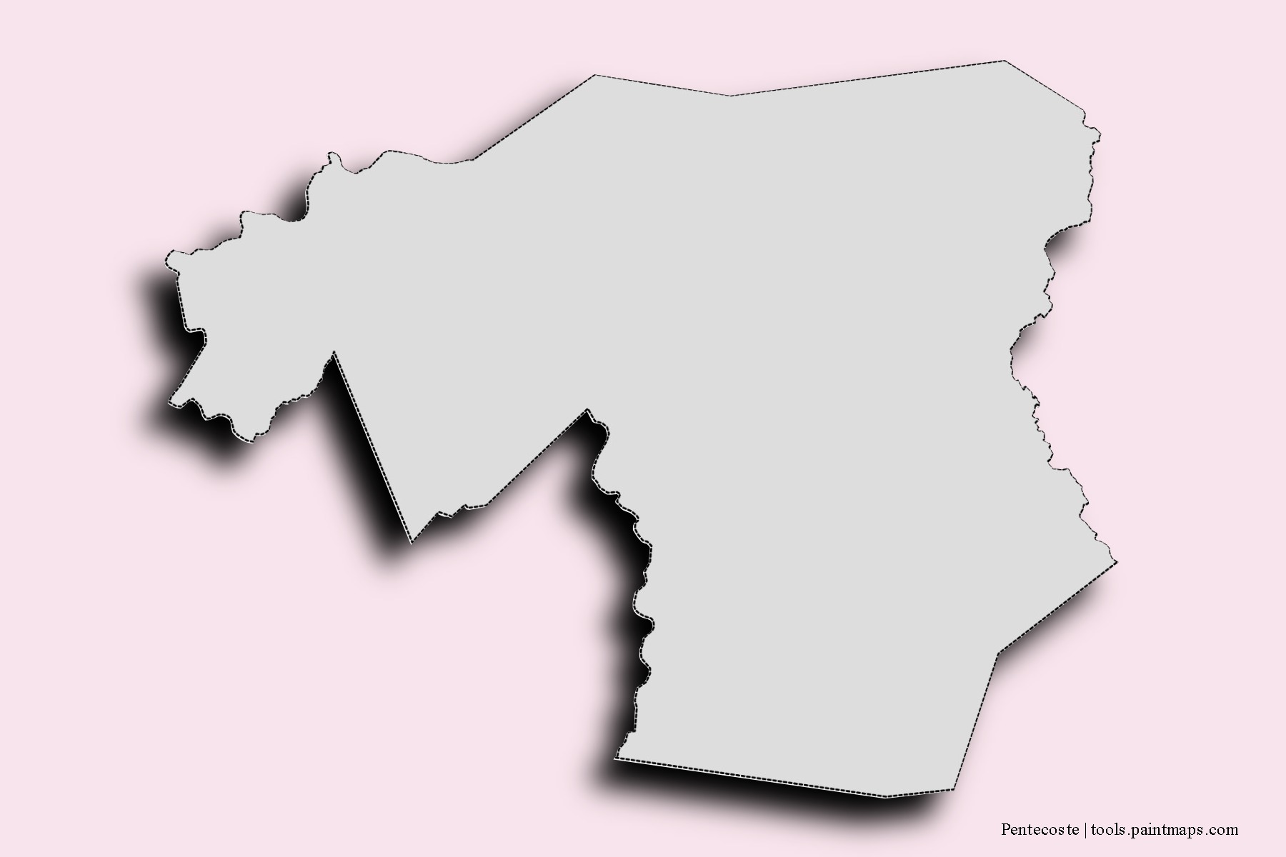 Mapa de barrios y pueblos de Pentecoste con efecto de sombra 3D