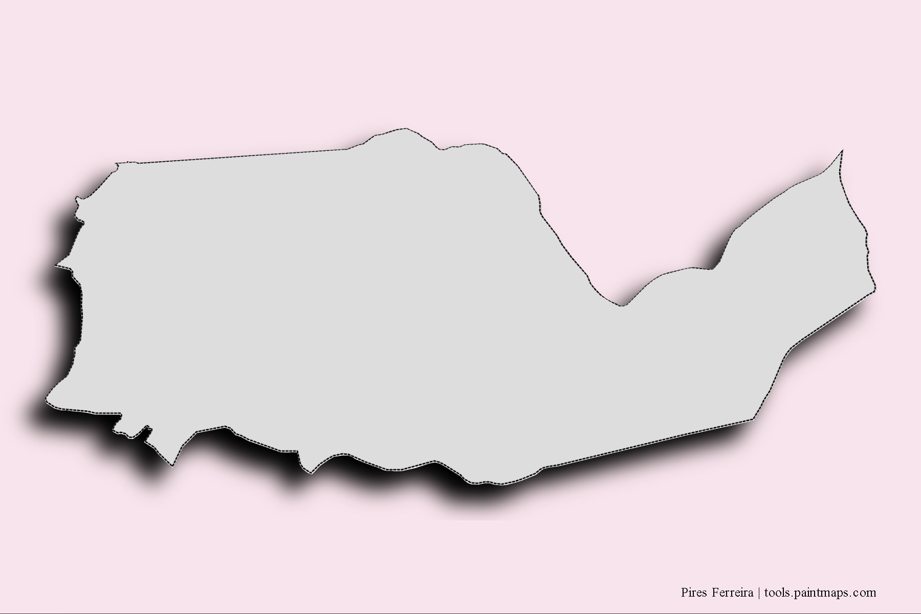 Mapa de barrios y pueblos de Pires Ferreira con efecto de sombra 3D