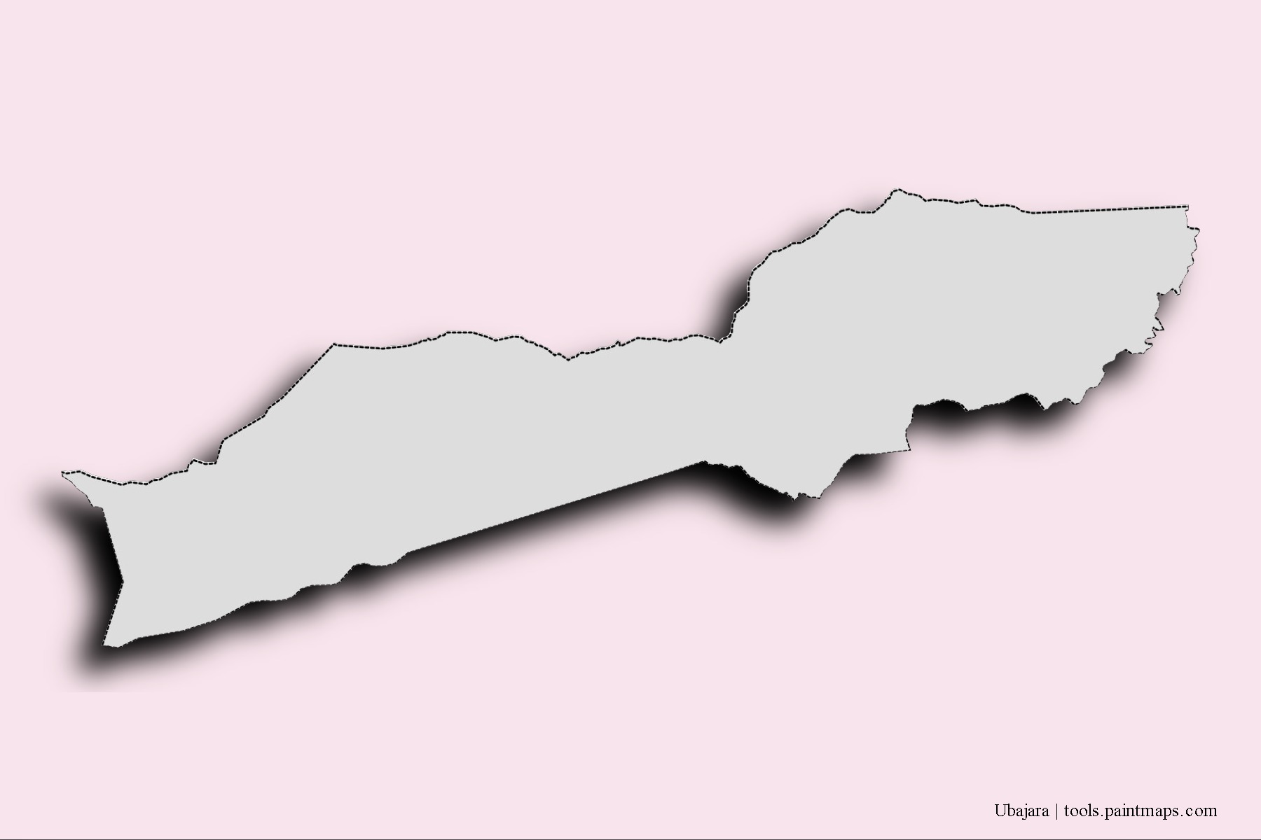 Mapa de barrios y pueblos de Ubajara con efecto de sombra 3D