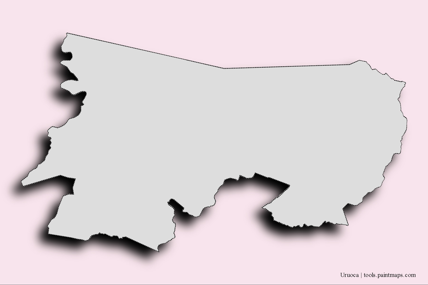 Mapa de barrios y pueblos de Uruoca con efecto de sombra 3D