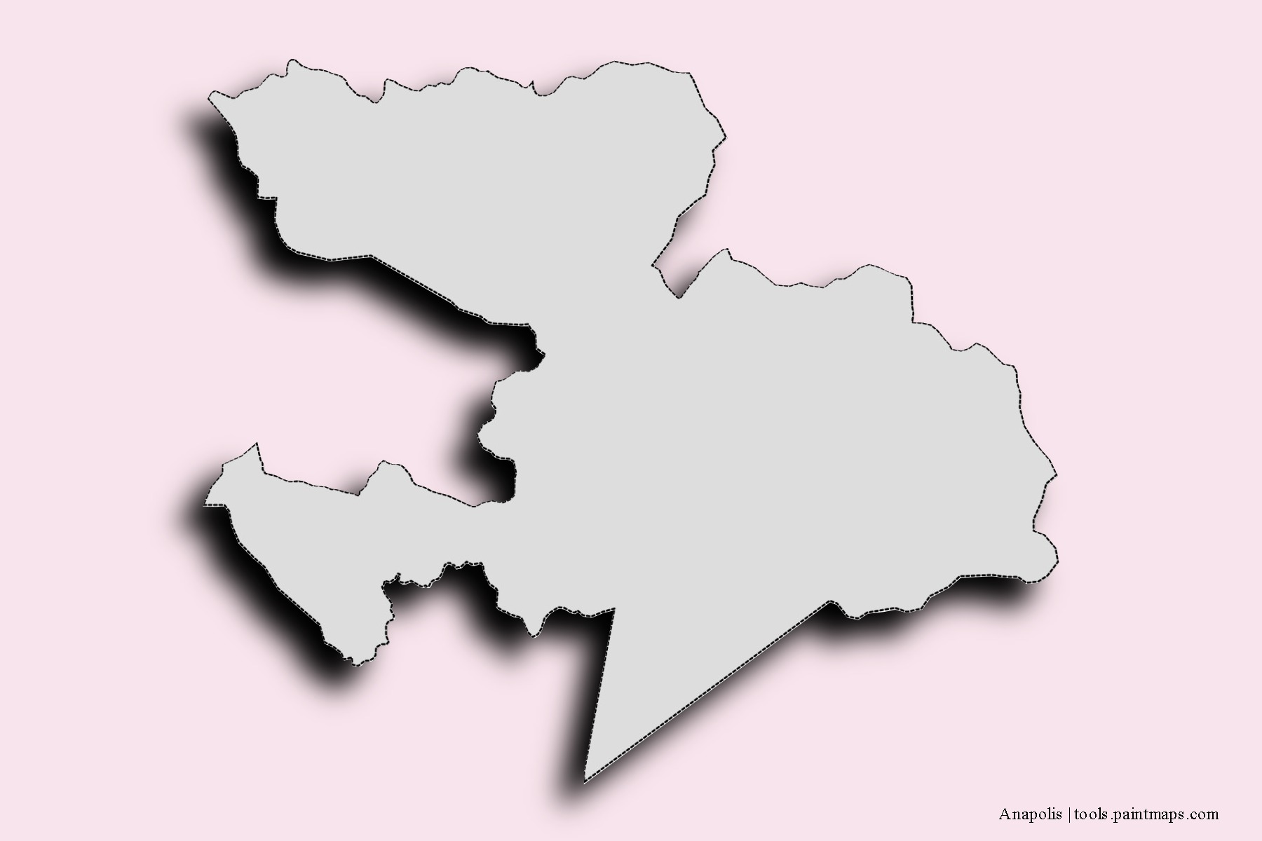 Mapa de barrios y pueblos de Anapolis con efecto de sombra 3D