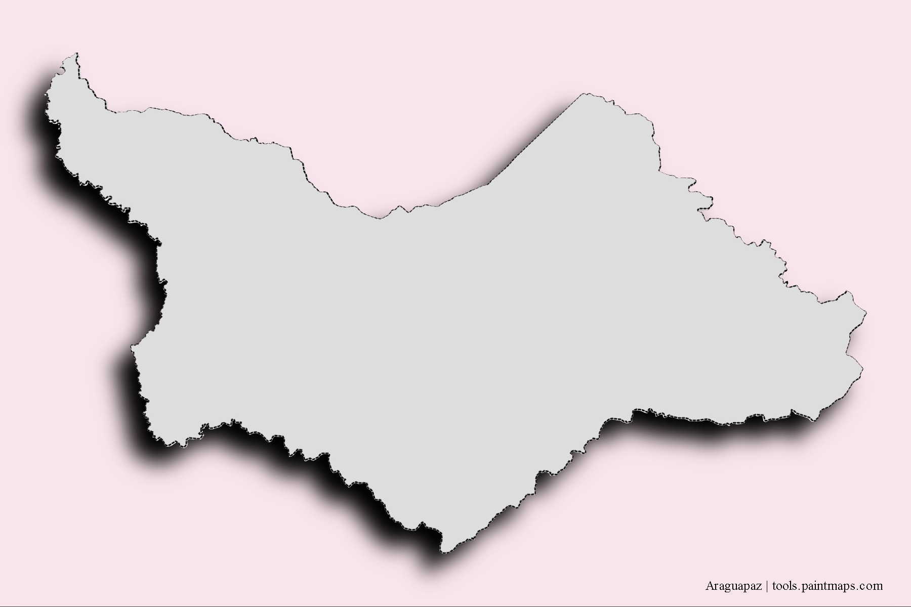 Mapa de barrios y pueblos de Araguapaz con efecto de sombra 3D