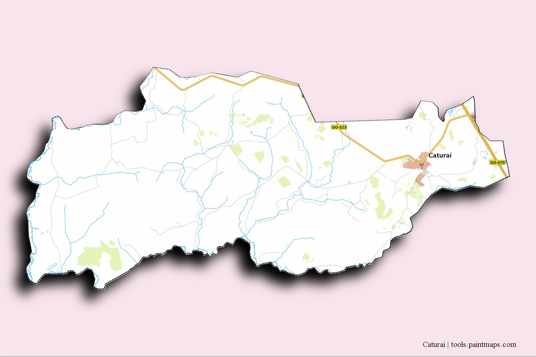 Caturai neighborhoods and villages map with 3D shadow effect