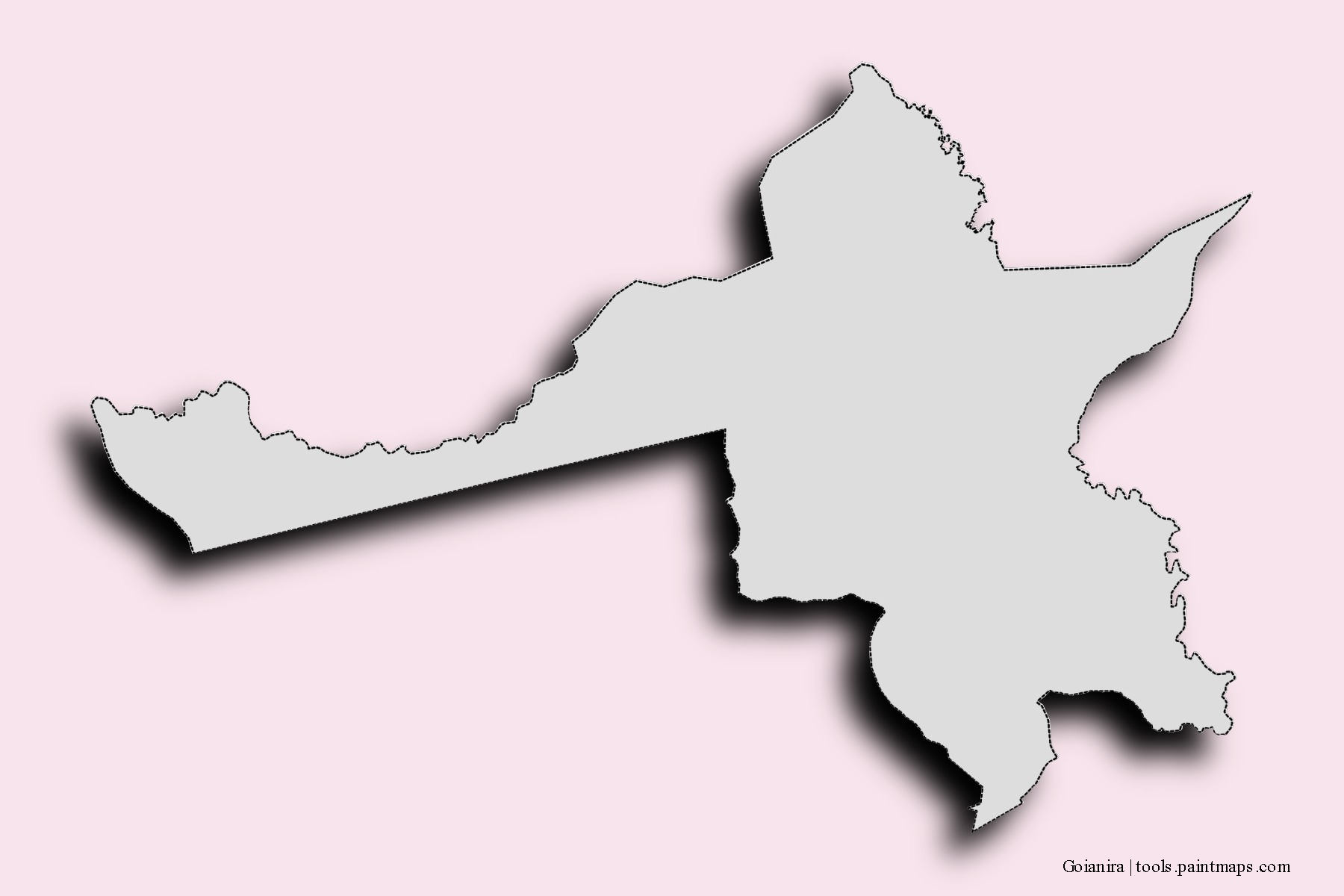 Mapa de barrios y pueblos de Goianira con efecto de sombra 3D