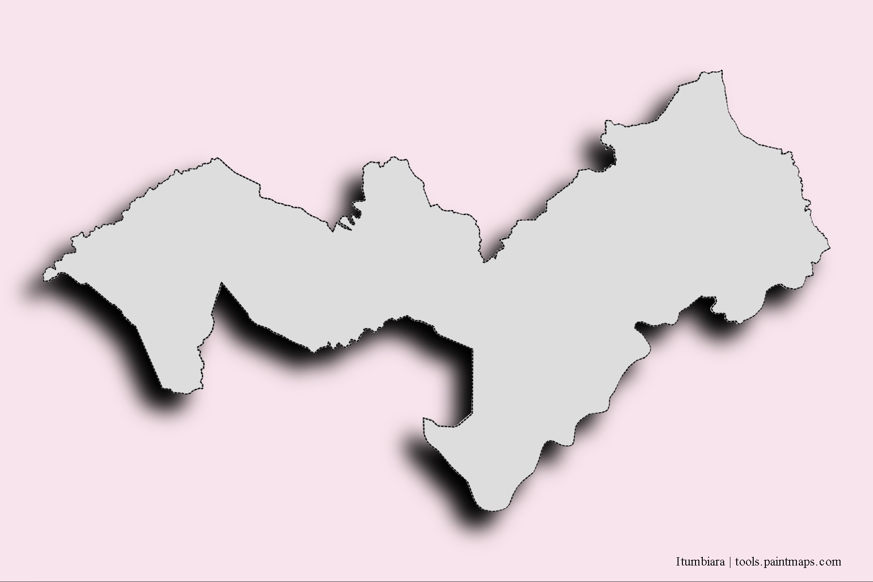 Itumbiara neighborhoods and villages map with 3D shadow effect