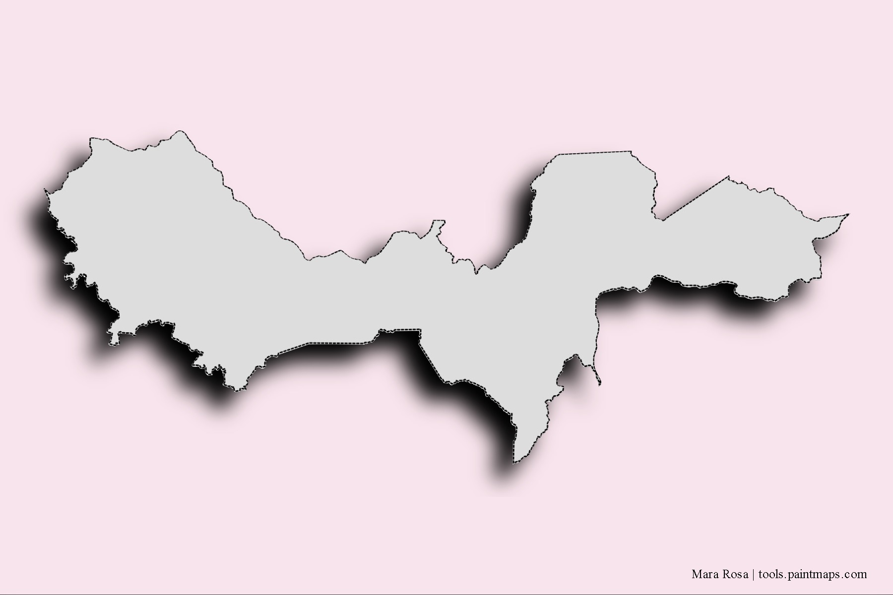 Mara Rosa neighborhoods and villages map with 3D shadow effect