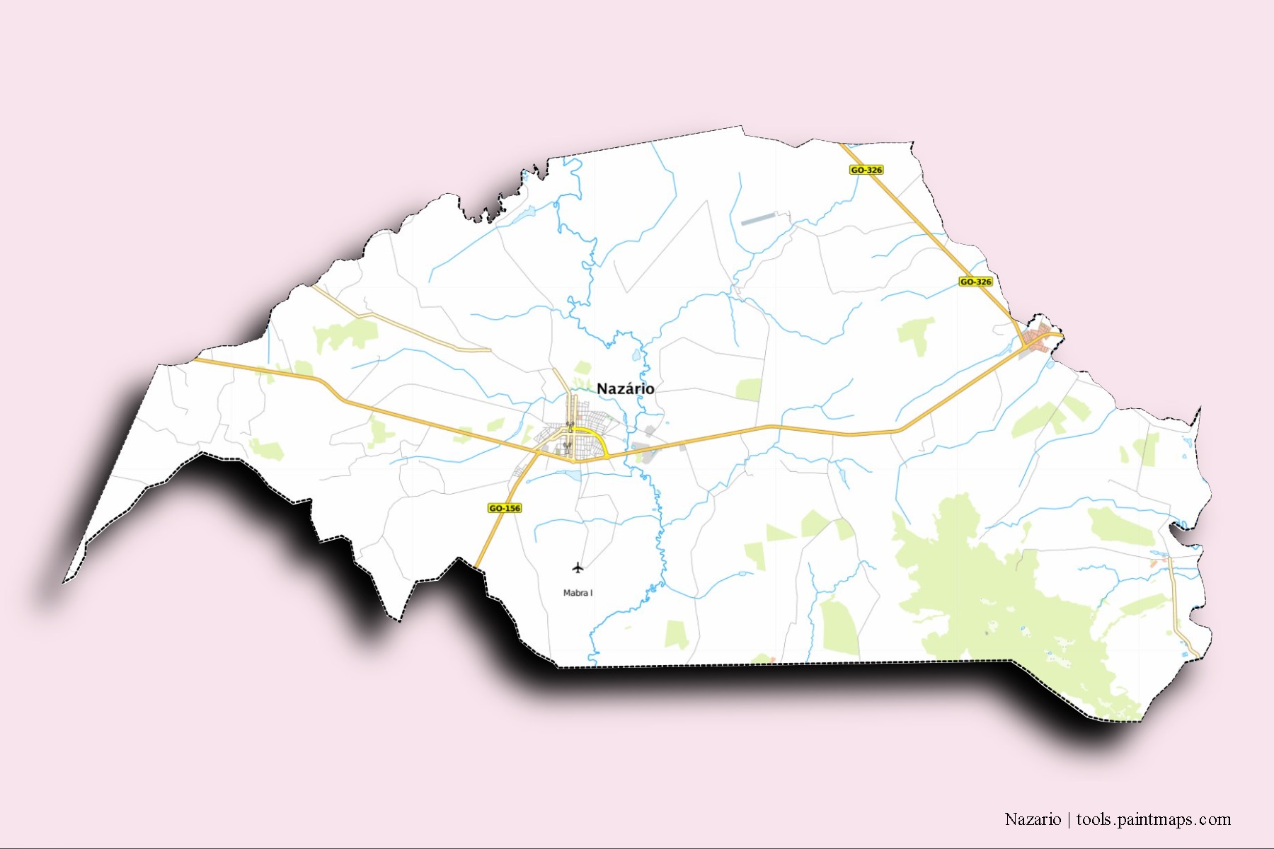 Mapa de barrios y pueblos de Nazario con efecto de sombra 3D